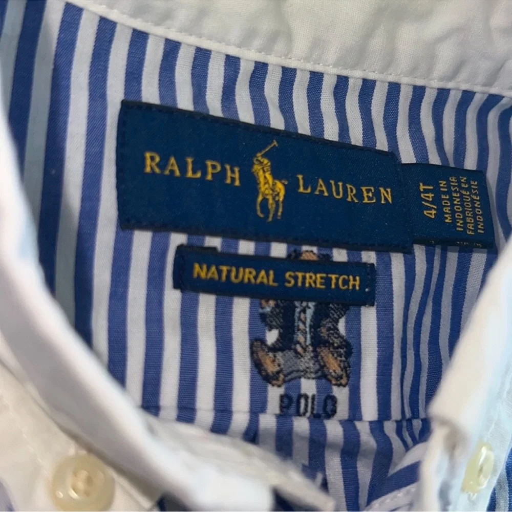 Authentic Ralph Lauren Polo signature designer bear button down sz 4T